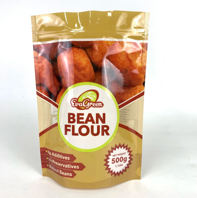 Eco Friendly Resealable Plastic Bag Bean Flour Candy Cookies Snack Package Bag Stand Up Zipper Pouch For Food