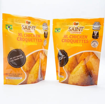 Custom Frozen Standing Up Pouch Recyclable Roast Fried Food Packaging Bags With Zipper