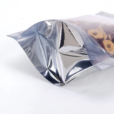 Glossy Reusable Laminated Aluminum Foil Food Delivery Ziplock Bags Yin Yang Stand Up Pouch With Clear Front