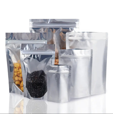 Glossy Reusable Laminated Aluminum Foil Food Delivery Ziplock Bags Yin Yang Stand Up Pouch With Clear Front