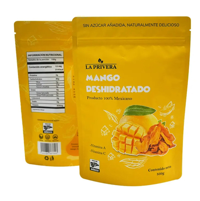Custom Aluminum Foil Dried Mango Food Packaging Bag Resealable Mylar Stand Up Pouch For Fruits