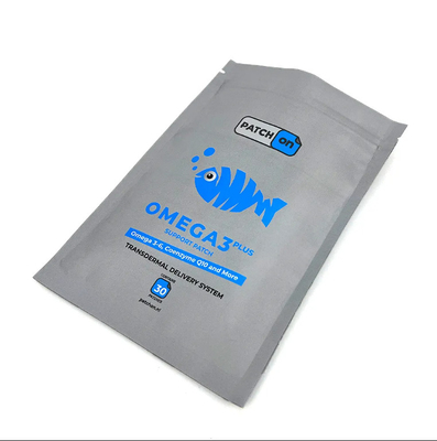 Custom Printed Heat Seal Plastic Bags Food Grade Aluminum Foil Three-Side Seal Packaging With Reusable Zipper For Patches