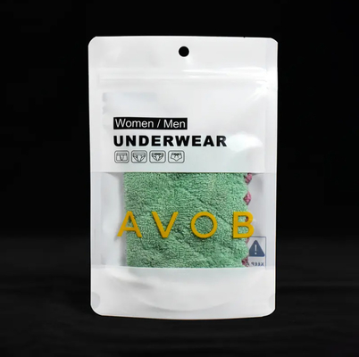 Custom Resealable Stand Up Pouch Underwear Packaging Zip Lock Mylar Bags With Clear Window