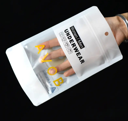 Custom Resealable Stand Up Pouch Underwear Packaging Zip Lock Mylar Bags With Clear Window