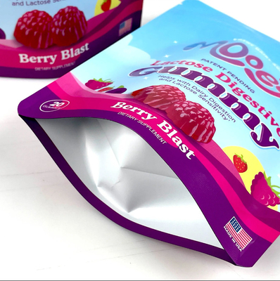 Custom Printed Moisture-Proof Mylar Stand-Up Pouch Sealed Zipper Bag For Candy Tea Gift Nut Packaging