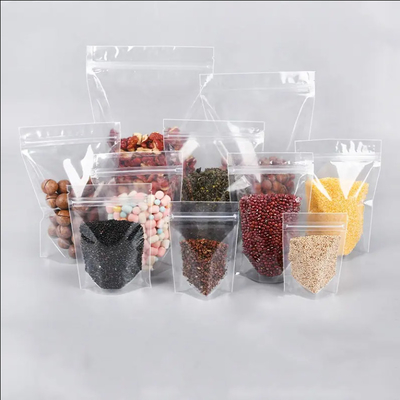 Food Ziplock Clear Custom Print Stand Up Pouch Zip Lock Packaging Plastic Transparent Bag With Zipper