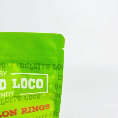 Vertical Resealable Matte Finished Food Grade Snack Candy Bag With Transparent Window