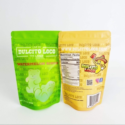 Vertical Resealable Matte Finished Food Grade Snack Candy Bag With Transparent Window