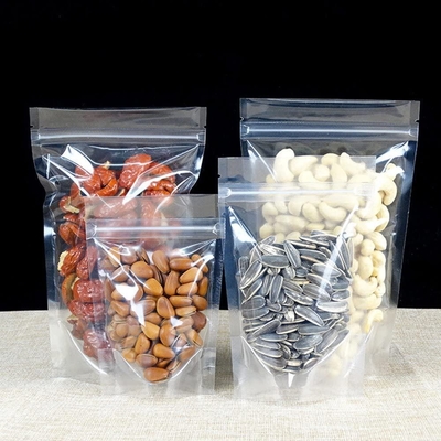 100 Pcs Full Clear Stand Up Pouch With Zip Lock Resealable Gift Packaging Bagf For Food Storage