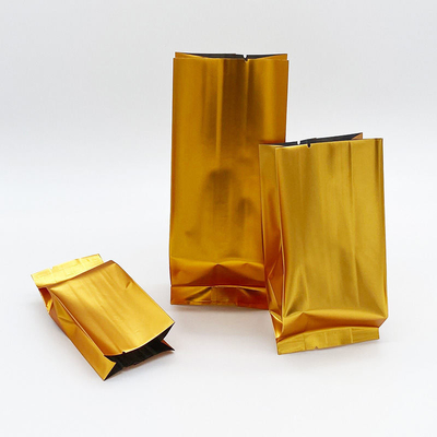 Custom Logo Side Gusset Flat Bottom Stand Up Pouch Aluminum Foil Tea Bags With Heat Seal CPP & PE Plastic Food Packaging