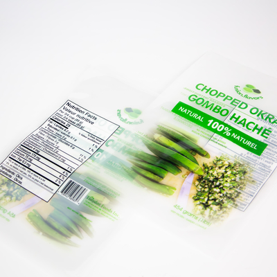 Customized Digital Printing Transparent 1-Pound Chopped Okra Packaging Plastic Bag Vegetable Vacuum Bag