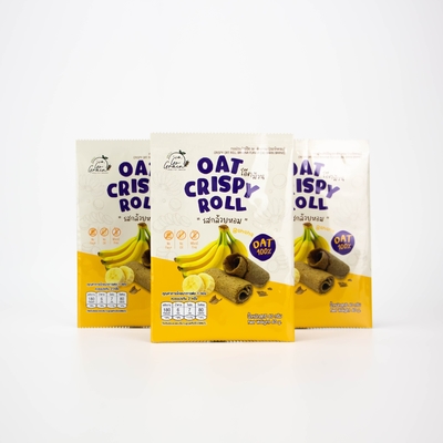 Customized Digital Printing Thai Snacks Banana Oat Crispy Roll Back Sealed Bag Aluminum Food Packaging