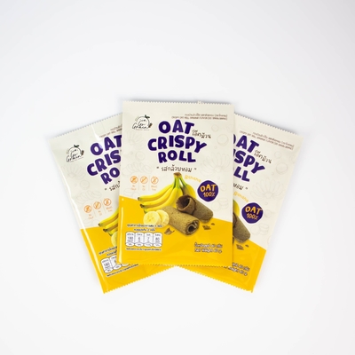 Customized Digital Printing Thai Snacks Banana Oat Crispy Roll Back Sealed Bag Aluminum Food Packaging