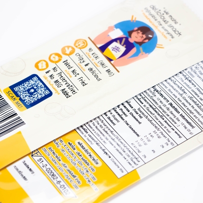 Customized Digital Printing Thai Snacks Banana Oat Crispy Roll Back Sealed Bag Aluminum Food Packaging