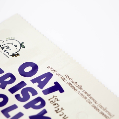 Customized Digital Printing Thai Snacks Banana Oat Crispy Roll Back Sealed Bag Aluminum Food Packaging