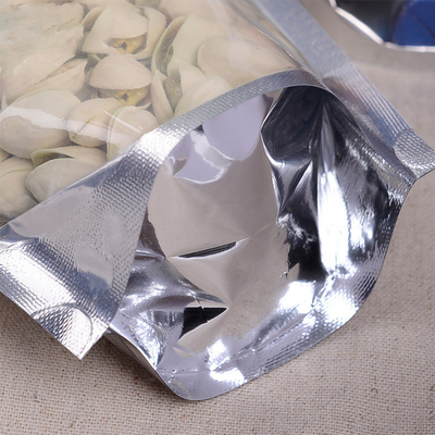 k Aluminum Foil Standing Up Pouches Resealable with Transparent Front