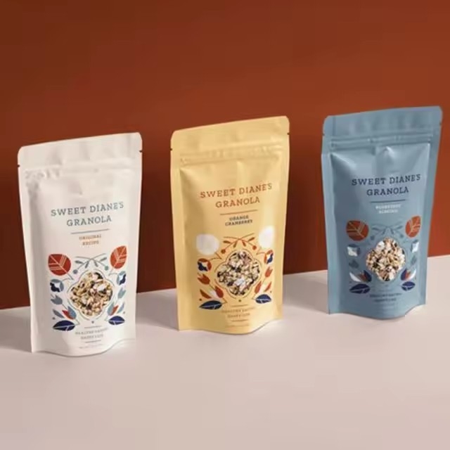 Custom Printed Aluminum Foil Zipper Bag Matte Food Grade Stand Up Bag Heat Seal Stand Up Bag