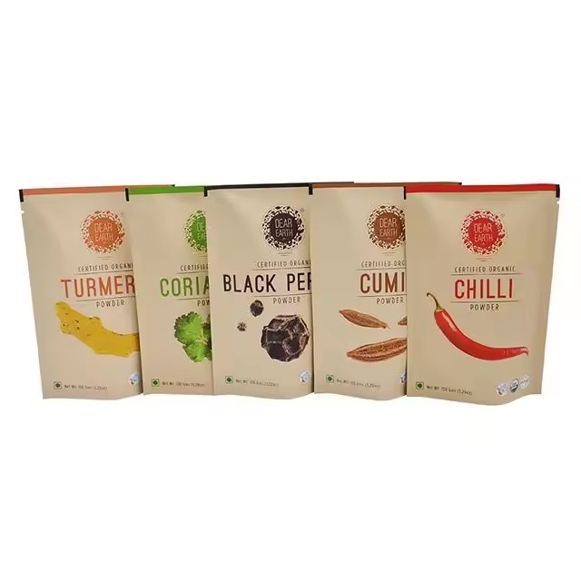 Resealable Zipper Food Packaging Bags Stand Up Pouch Custom Spice Powder Packaging Plastic Bag