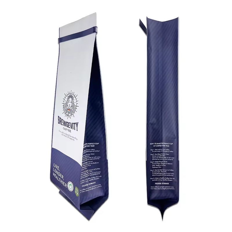 1kg 2kg Laminated Side Gusset Pouch Custom Logo Printing Coffee Powder Bag With Tin Tale