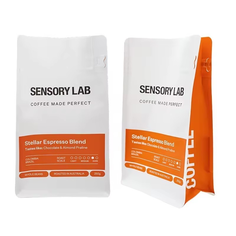 Custom Printed 250g 340g 500g  Biodegradable Side Gusset Pouch Plastic Mylar Foil Packaging Flat Bottom Bag