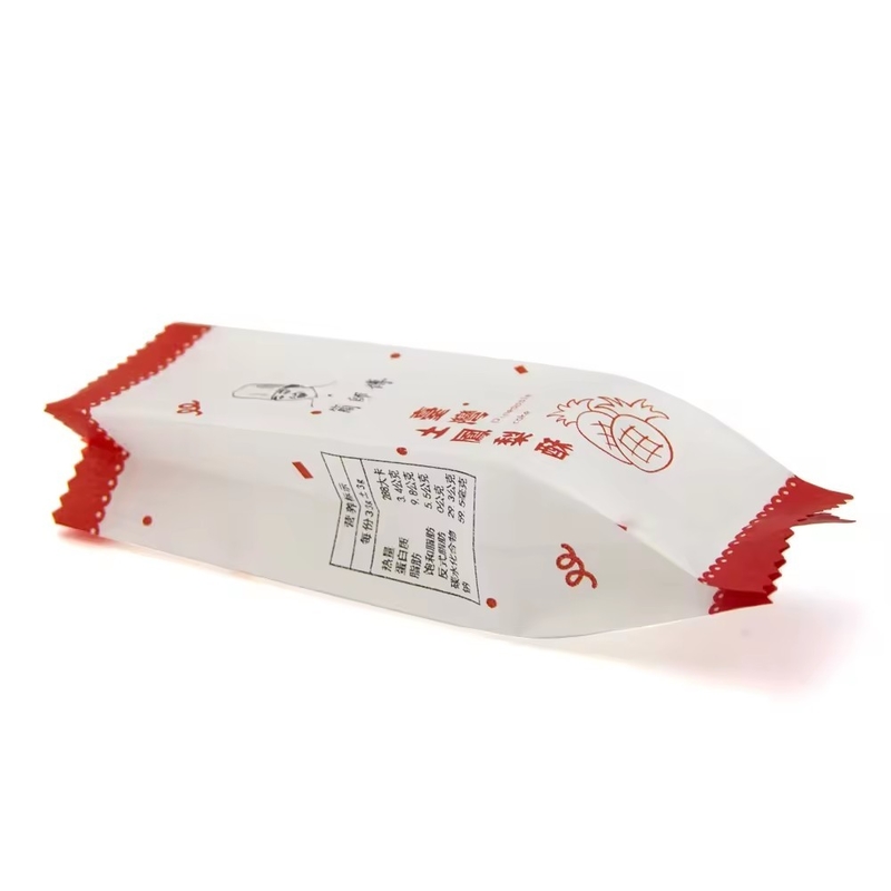 OEM Cotton Paper Pastry Side Gusset Pouch Pineapple Cake Paper Packaging Bags Wrapper For Cookie Candy