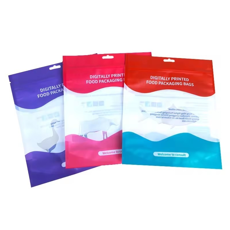 Printed Mylar Zip Lock Bag Snack Packaging Bag Stand Up Pouch For Food Snack Reusable Holographic Packaging Bags