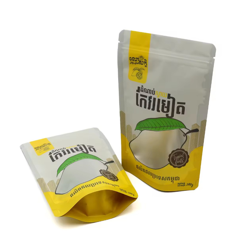 Resealable Laminated Plastic Stand Up Food Pouches Packaging Custom Printed Designed Ziplock Poly Bag For Dry Fruit