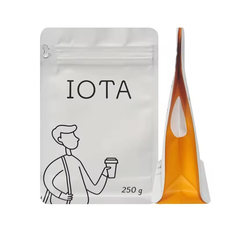 Recyclable Custom Printed Flat Bottom 250g 1Lb Bean Coffee Bags Valve Side Gusset Side Packaging