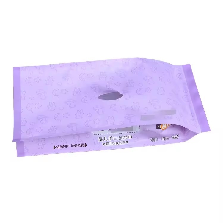 Custom Logo Side Gusset Plastic Flat Skincare Wet Wipes Packaging Film Bag For Baby Wet Tissue Packaging Bag