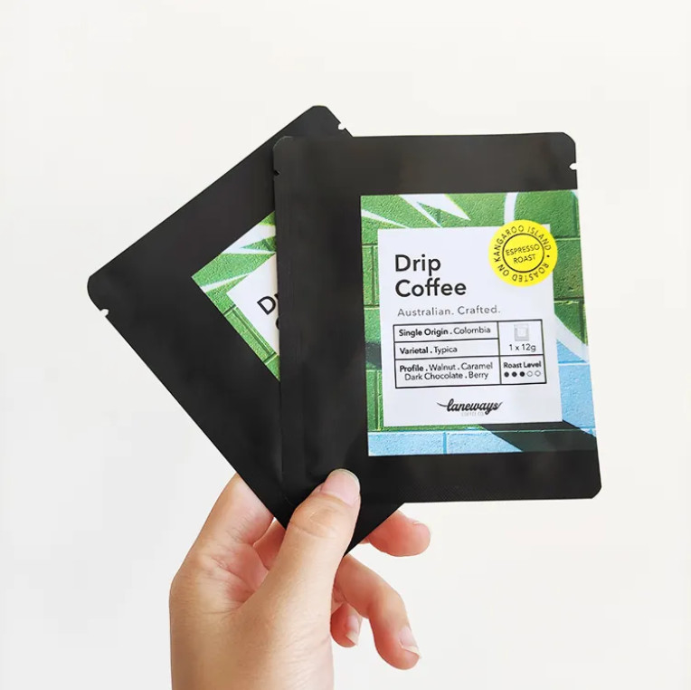 Digital Printed 3 Side Sealed Flat Pouch Sachet For Drip Coffee Filter Packaging Hanging Ear Coffee Bag
