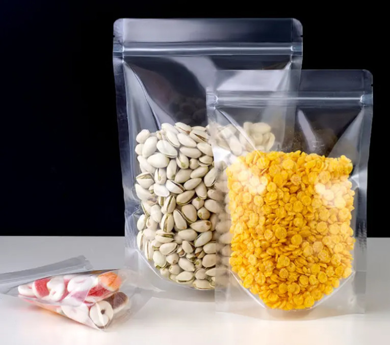 PET Transparent Zip Lock Plastic Bags Mylar Bag Ziplock Stand Up Food Spice Powder Packaging Pouch