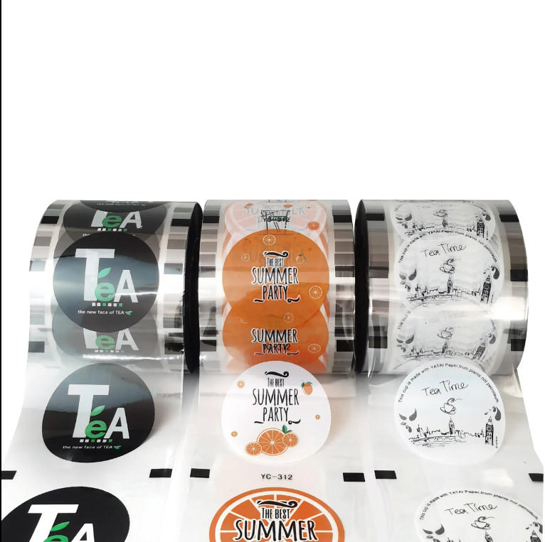 Custom Clear Boba Tea Cup Packaging Roll Plastic Bubble Sealing Film For Coffee Wine Soda Mineral Water Whisky