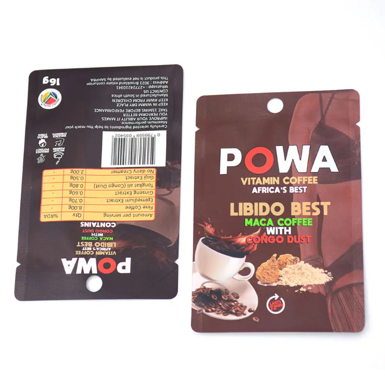 Matte Three Side Sealed Food Bags Pack With Round Hole Aluminum Foil Waterproof Sealing Plastic Pouch