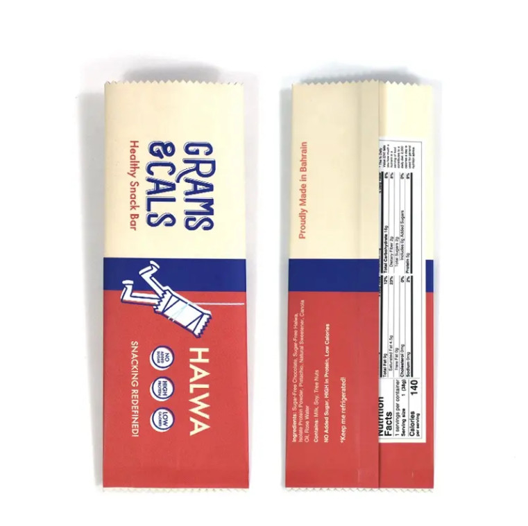 Custom Printed Serrated Edges Back Side Seal Plastic Food Sachet Biscuit Chocolate Cereal Bar Packaging Mylar Bag