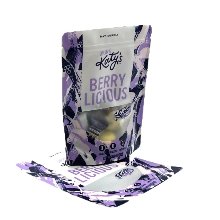 Recyclable PET Mylar Ziplock Stand Up Pouch Bag Herbal Green Leaves Loose Black Coffee Doypack Sachet Matcha Tea Bag Storage