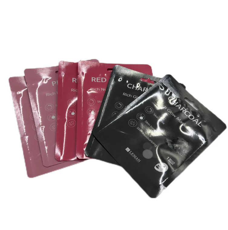 High Grade Customized Cosmetics Face Mask Bag Stand-Up Three Side Seal Easy Tear Pure Aluminum Foil Heat Sealing PE PET Material