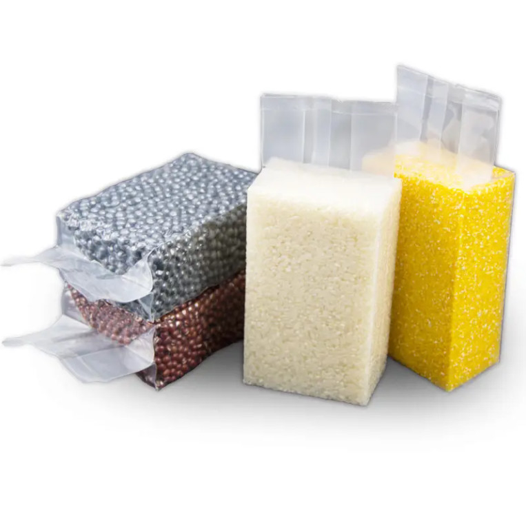 Cheap Transparent Nylon Plastic Packaging Bag Strong Side Gusset Sealing 1KG/100kg Vacuum Packing Bags For Rice Food