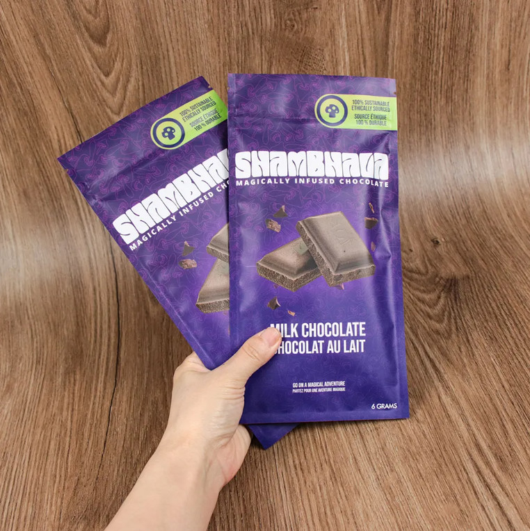 Custom Printed Food Grade Glossy Frosted Bag 3 Side Sealed Reusable Ziplock Bags Aluminum Foil Mylar Bags For Chocolate