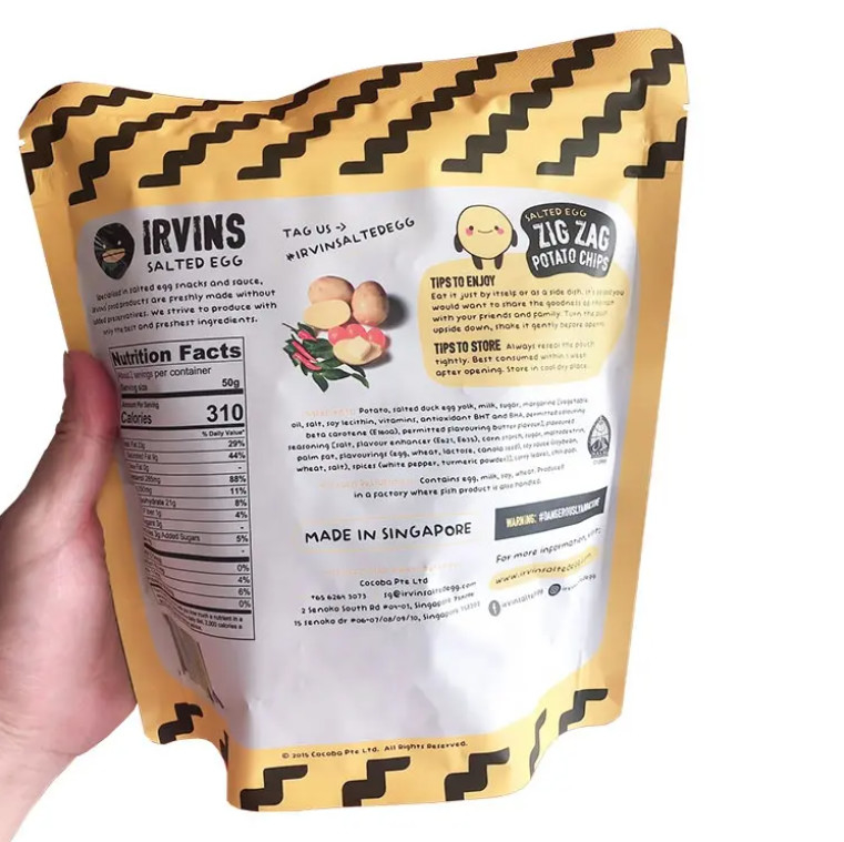Potato Chips Packaging Customization Ziplock Stand Up Aluminum Foil Plastic Food Packet Pouch Bag For Crisps Snack Food