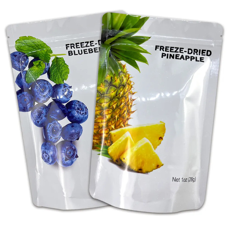 Glossy Stand Up Zipper Pouch For Freeze Dried Fruit Packaging Bag Print Food PE Heat Seal Digital Printing Cake Bag Retort Pouch