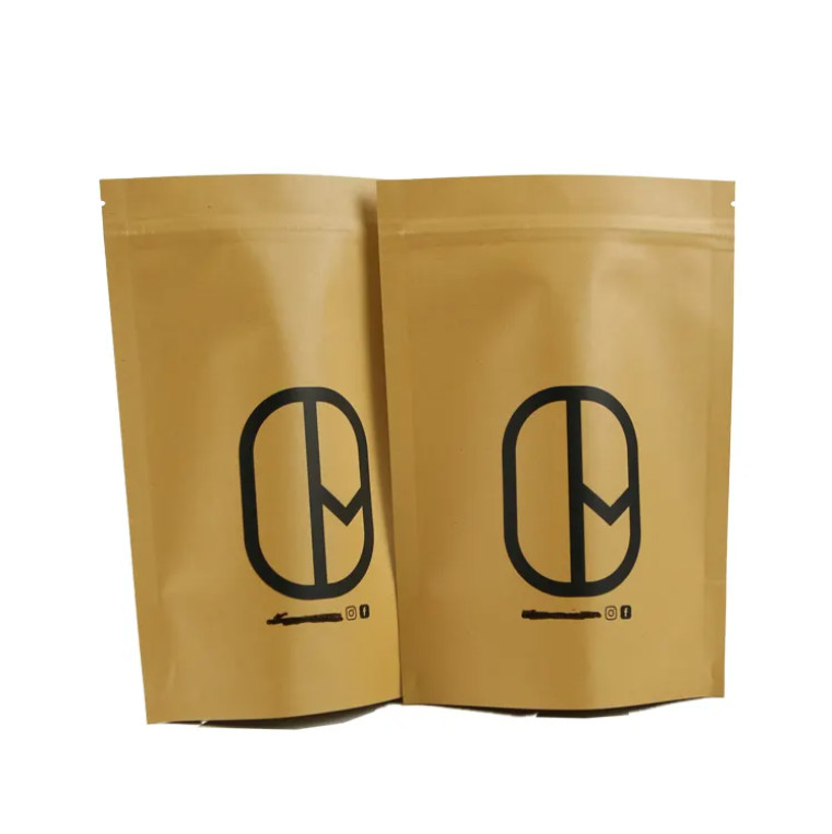 Doypack Ziplock Brown White Kraft Craft Paper Standing Up Pouches Food Powder Tea Coffee Packaging Zipper Bags