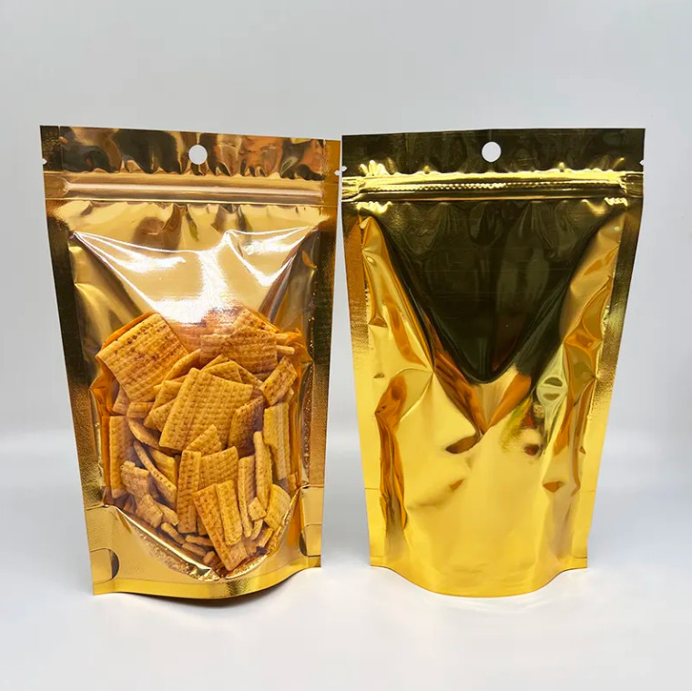 New Transparent PE Plastic Stand-Up Zipper Bag With Silver Gravure Printing Food Packaging For Sugar And Jelly