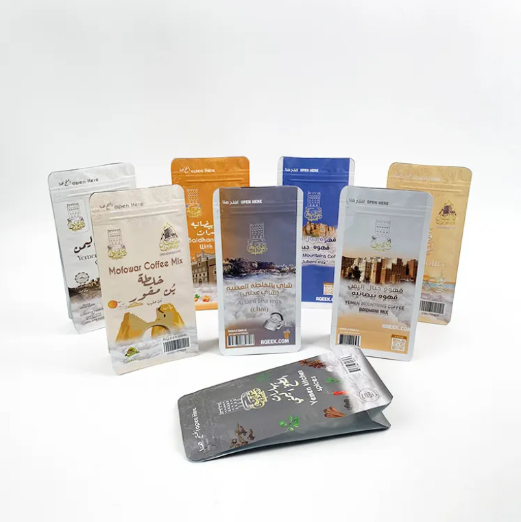Custom Printed Bags Side Gusset Moisture Proof Coffee Bag Pouch Stand Up Flat Bottom Pouch Foil Tea Packaging Bags