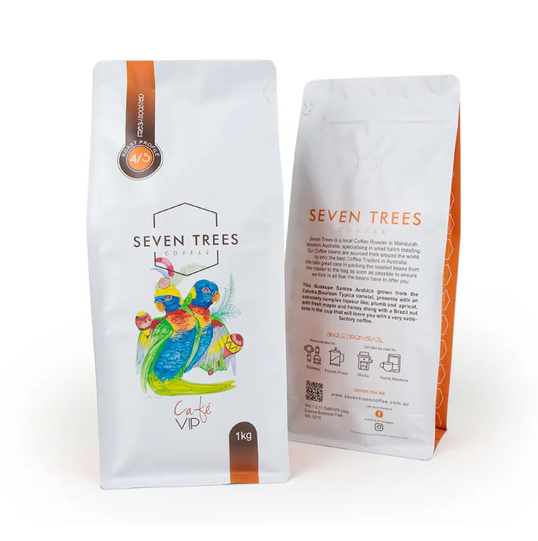 Customized LOGO Printing Flat Bottom Pouch Gusset Eight Side Seal Pet Food Bag Rice Cookie Dry Goods Food Plastic Bag For Coffee