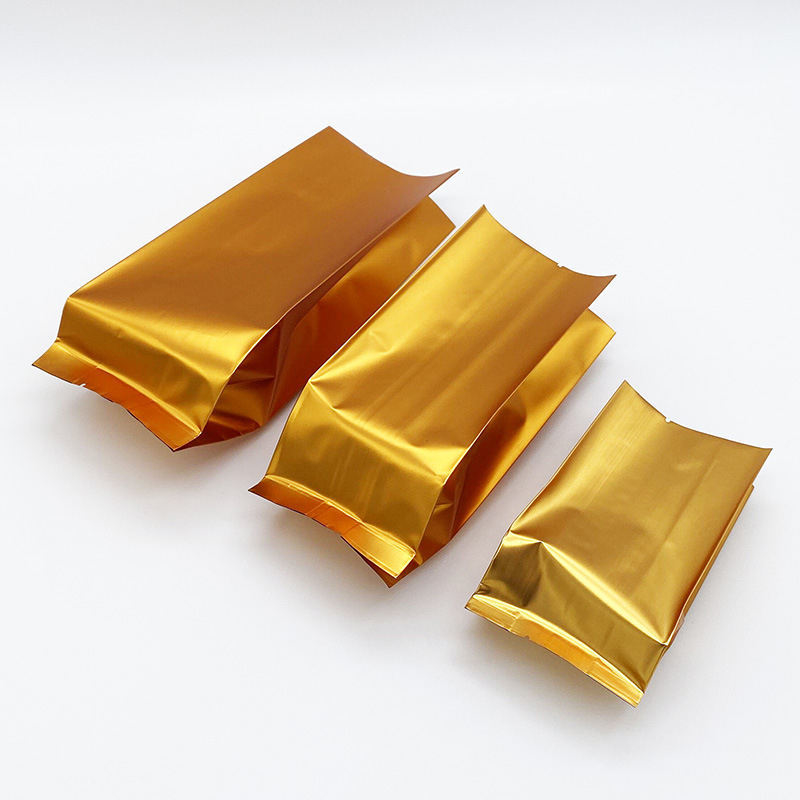 Custom Logo Side Gusset Flat Bottom Stand Up Pouch Aluminum Foil Tea Bags With Heat Seal CPP & PE Plastic Food Packaging