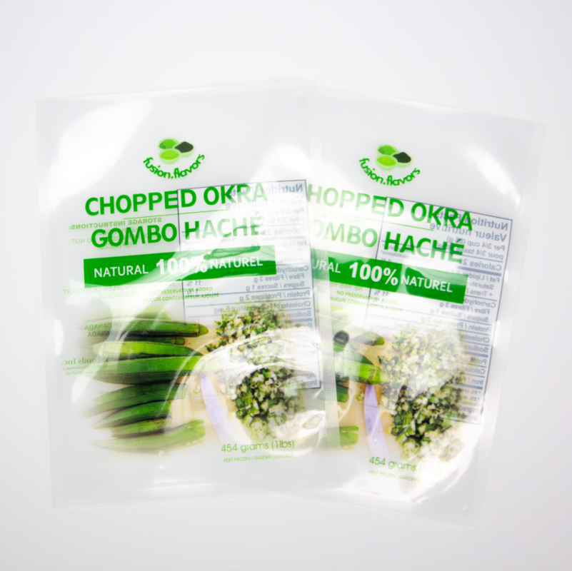 Customized Digital Printing Transparent 1-Pound Chopped Okra Packaging Plastic Bag Vegetable Vacuum Bag