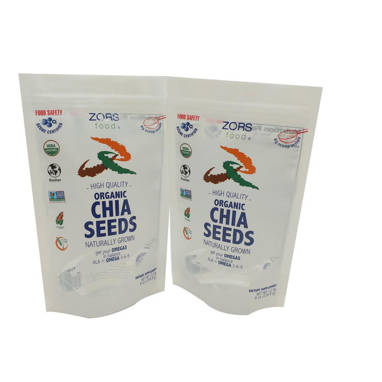 Zipper Lock Chia Seeds Packing Bag Stand Up Custom Color Printing
