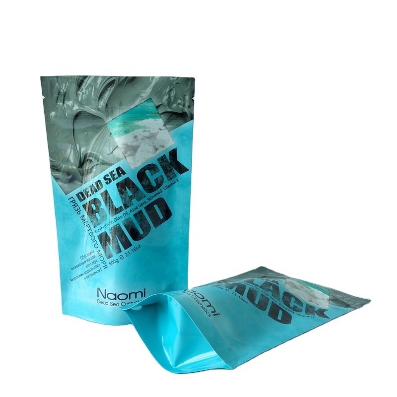 Sea Salt Plastic Glossy Surface Stand Up Pouch For Mud Packaging